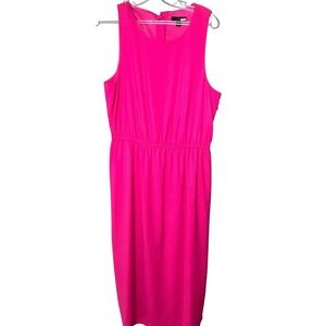 J Crew Midi Button‎ Dress- size 10-Fushia pink sleeveless wedding guest